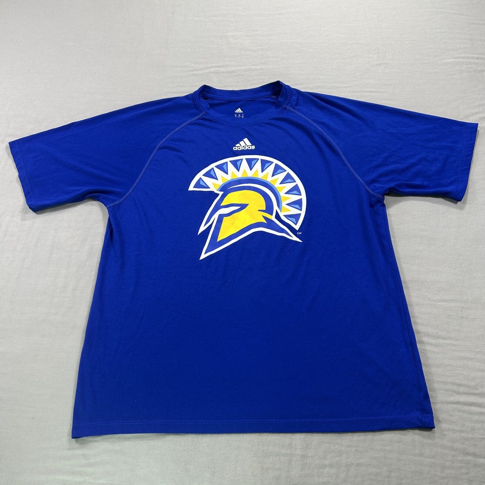 Adidas San Jose State Spartans Shirt Mens Small Blue Crew Neck Tee Performance